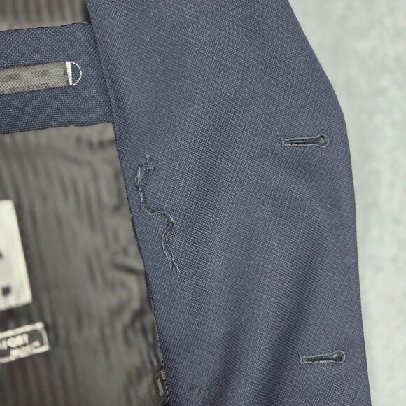 Zara Mens 42 Double Breasted Blazer Navy Blue Suit Jacket Sport Coat - Picture 6 of 13